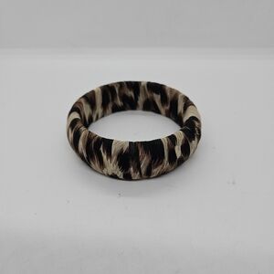 fabric wrapped bangle bracelet leopard print
